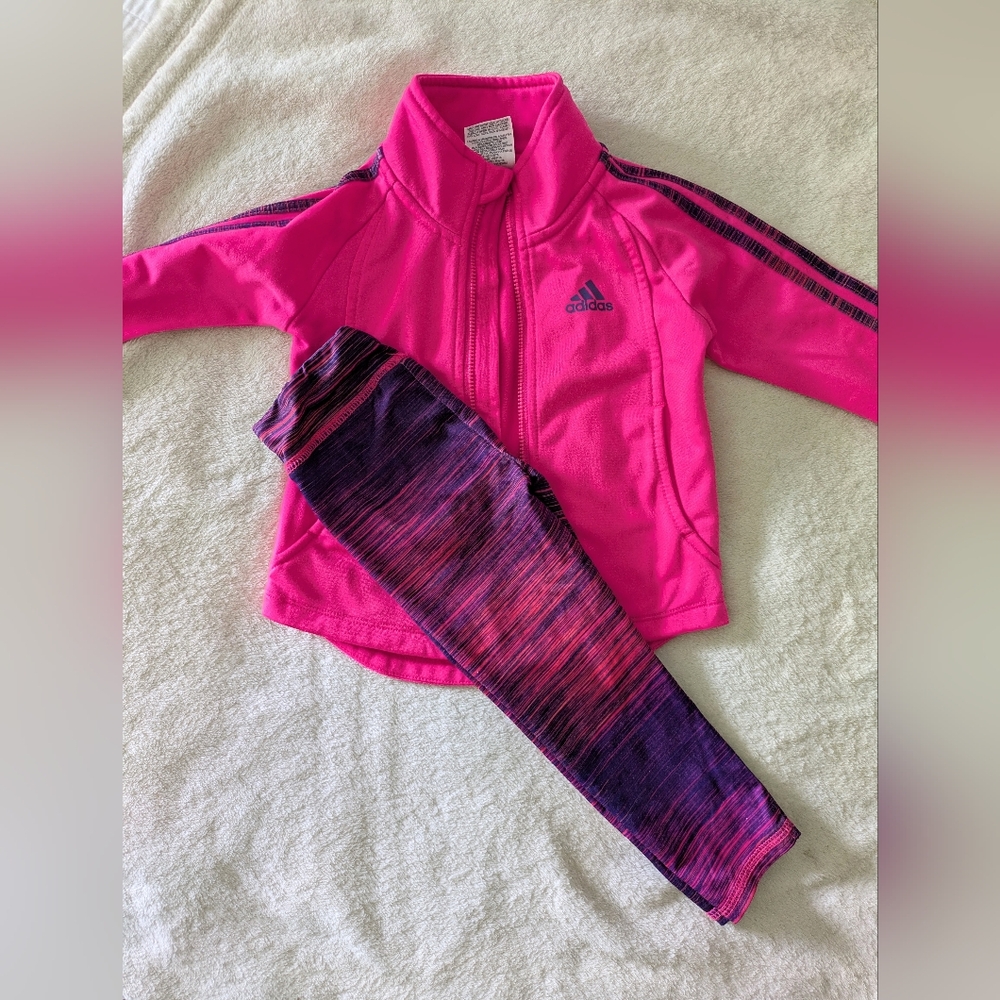 Adidas Pink and Purple Tracksuit Set